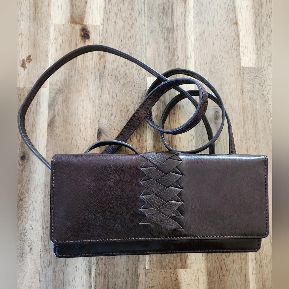 Lodis Classic Brown Leather Crossbody Wallet